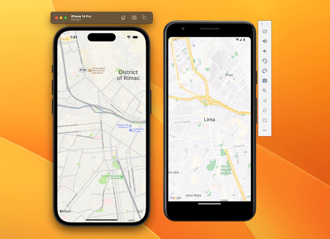 Image de mapa en emulador iOS y Android